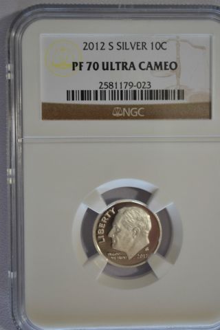 2012 - S Silver Roosevelt Dime 10c Ngc Pf70 Ultra Cameo photo