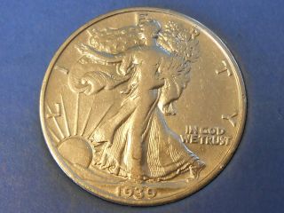 1939s Walking Liberty Half Dollar 50 Cents Very Fine Vf Ref 11 photo