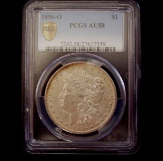 1896 O Morgan Silver Dollar - Pcgs Au58 - Low Mintage photo