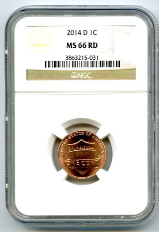 2014 D Us Lincoln Cent Union Shield Ngc Ms66 Rd photo
