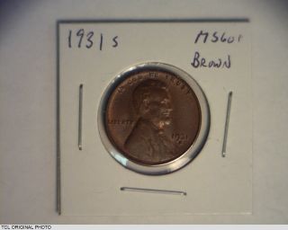 United States 1931 - S Lincoln Wheat Cent Rare Date Bu Unc Brown 1c photo