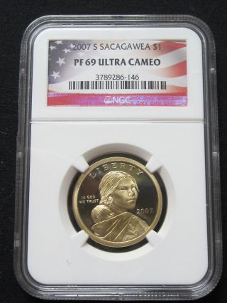 2007 S Proof Sacagawea Native American Dollar - Ngc Pf 69 Ultra Cameo (146) photo