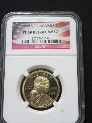 2008 S Proof Sacagawea Native American Dollar - Ngc Pf 69 Ultra Cameo (032) photo