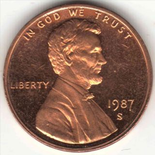 1987 - S 1c Dc (proof) Lincoln Cent photo