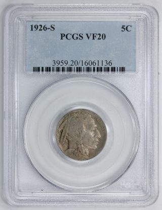 1926 S Buffalo Nickel Vf 20 Pcgs (1136) photo