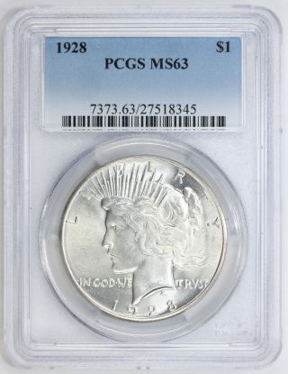 1928 Peace Silver Dollar Ms 63 Pcgs (8345) photo