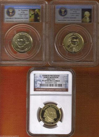 3 Presidential Dollars / Pcgs & Ngc 1st,  2nd & 4th Presidents photo