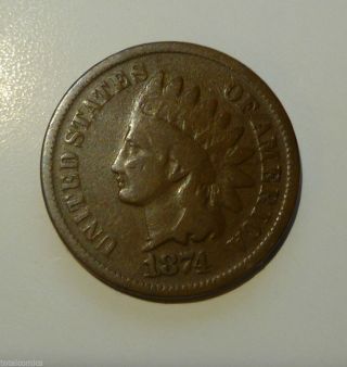 1874 Indian Head Cent Good Shape photo