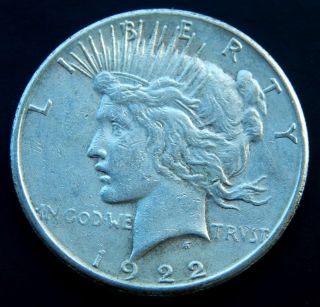 1922 S Peace Silver Dollar $1 photo