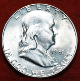 Uncirculated 1951 - S Silver Franklin Half Dollar S/h photo