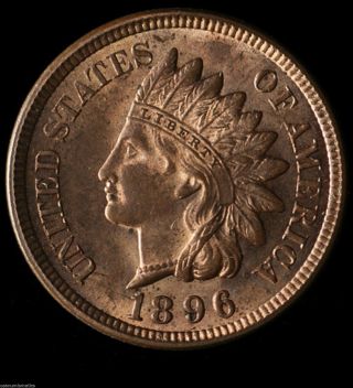 1896 Indian Head 1c Lustor Choice Bu Full Liberty Red / Brz Surface 015 photo