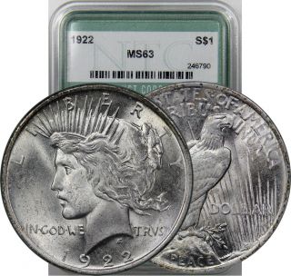 1922 Peace Dollar Silver Coin Choice Bu photo