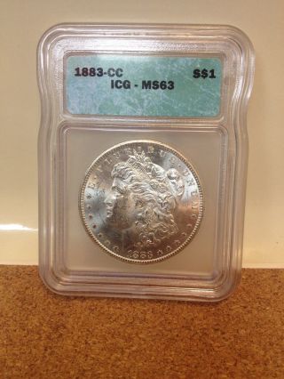 1883 Carson City Morgan Silver Dollar Icg Cert Ms 63 - photo