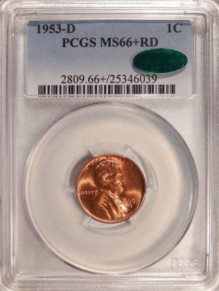 1953 - D 1c Pcgs Ms - 66+ Red Cac Pq Gem Lincoln Cent $4000 In Ms - 67 photo