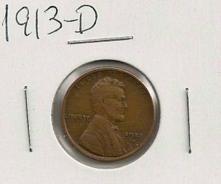 1913 - D Lincoln Cent : Extra Fine photo