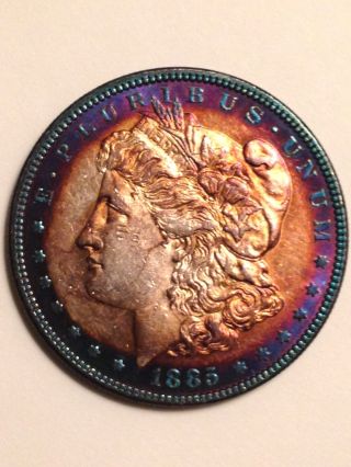 1885 Philadelphia Au - Bu Morgan Silver Dollar Target Toning photo