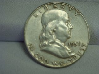 1959 Benjamin Franklin Silver Half Dollar Coin photo