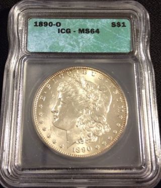 1890 - O Morgan Silver Dollar Icg Ms 64 photo