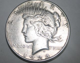 1928 - S $1 Peace Silver Dollar 90% Silver - Actual Photo photo