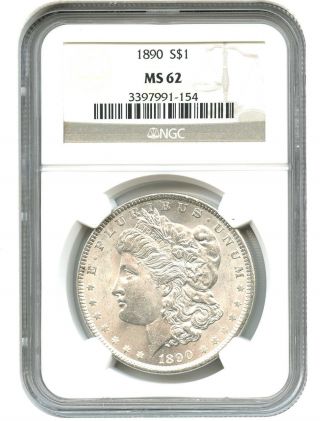 1890 $1 Ngc Ms62 Morgan Silver Dollar photo