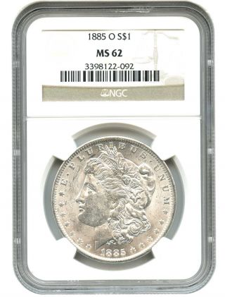 1885 - O $1 Ngc Ms62 Morgan Silver Dollar photo