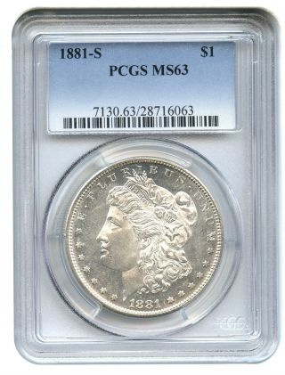 1881 - S $1 Pcgs Ms63 Morgan Silver Dollar photo
