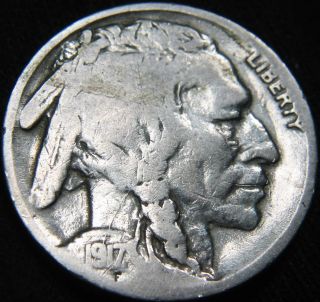 Key 1917 - S Buffalo Nickel 5¢ Polished Low Mintage 4.  1 Million S&h Ch12mn photo