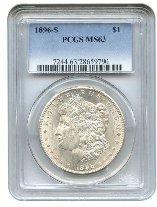 1896 - S $1 Pcgs Ms63 - Scarce Date - Morgan Silver Dollar photo