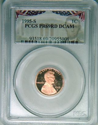 1995 - S Pcgs Pr69dcam Proof Lincoln Cent Deep Cameo Red Rare Bunting Holder photo