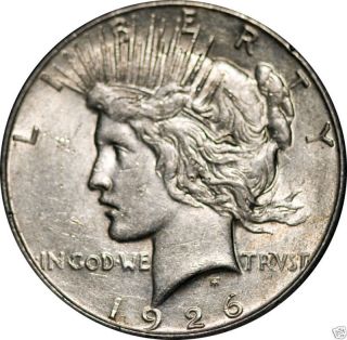 1926 - S $1 Silver Peace Dollar Au - Au+ photo