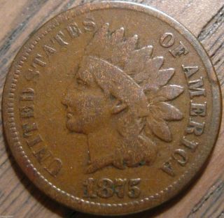 1875 Indian Head Cent Solid Mid - Grade Major Details Surfaces 1020 photo