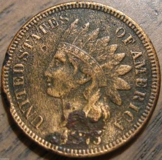 1875 Indian Head Cent Solid Mid - Grade Details Full Liberty Porous Cleaned 1022 photo
