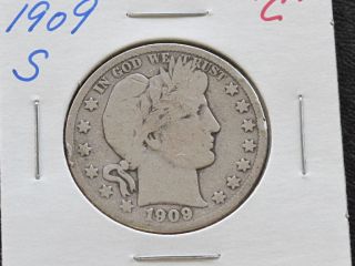 1909 - S Barber Half Dollar 90% Silver U.  S.  Coin C1543l photo
