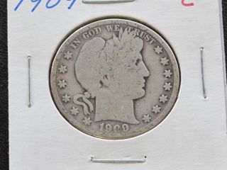 1909 - P Barber Half Dollar 90% Silver U.  S.  Coin C1542l photo