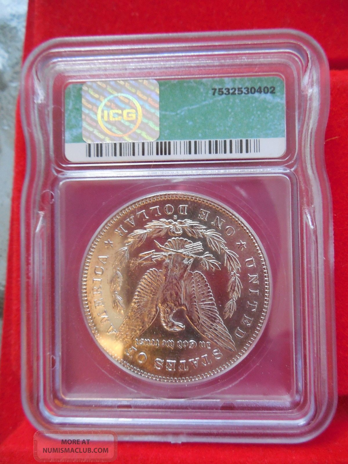1878 - S 90% Silver Morgan Dollar Graded Igc Ms - 62
