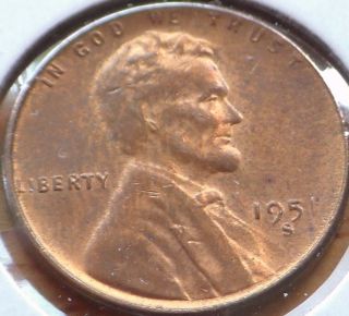 1951 S Uncirculated Reddish/brown Lincoln. . photo