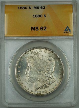 1880 Morgan Silver Dollar $1,  Anacs Ms - 62,  Better Coin photo