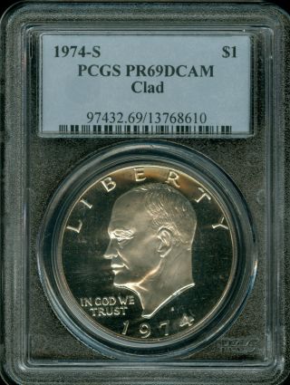 1974 - S Eisenhower Dollar $1 Pcgs Pr69dcam Finest Registry photo