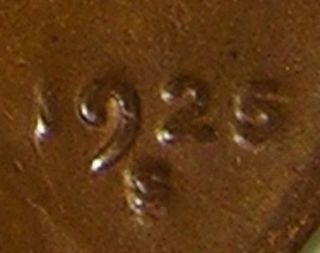 1925 S/s Lincoln Wheat Penny,  (rpm 001 Coneca Top 100) Error Coin,  Af 432 photo