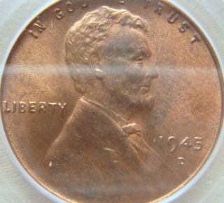 1945 - D Lincoln Cent Pcgs Ms64rd - photo