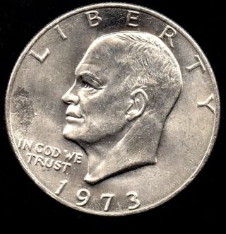 1973 Ike Dollar Error Struck Thru Grease Obverse K - 8 To K - 9 Top Of In photo