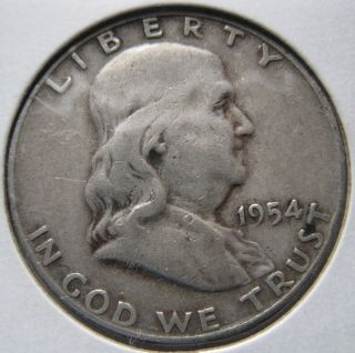 1954 D Franklin Half Dollar Very Fine Circulated,  (90 % Silver) photo