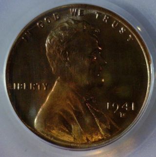 1941 - D,  Pcgs Ms - 67 Red Brown,  Lincoln Wheat Cent,  Beautifull Patina Great Price photo