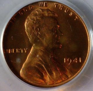 1941,  Pcgs Ms - 66 Red,  Lincoln Wheat Cent photo