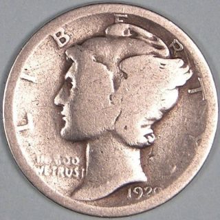 1920 Silver Mercury Dime,  Mer 164 photo