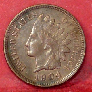 Indian Head Cent 1904 Almost Uncirculated +++ photo