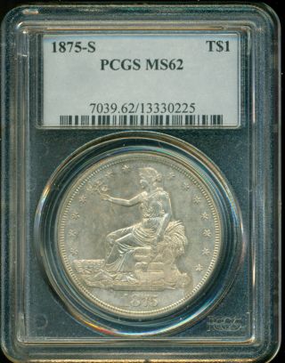 1875 - S Trade Silver Dollar - Pcgs Ms62 - Awesome Coin photo