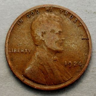 Very Good 1924 - P Lincoln Wheat Back Cent. . . .  10617 photo