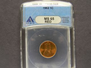 1962 Ms - 65 Red (anacs) Lincoln Penny photo