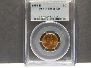 1956 - D Pcgs Ms65rd Lincoln Penny photo